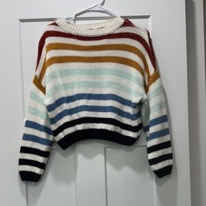 Lumiere Women's Striped Sweater in Red, Gold, Blue, and Black